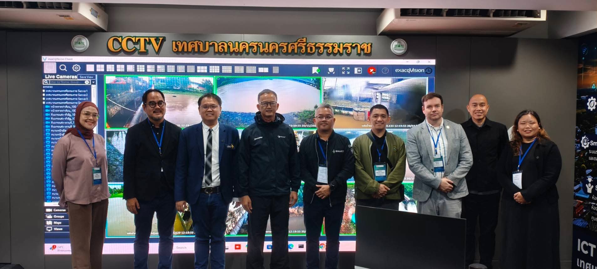 ASEAN CSCO team at the ICT & CCTV Command Center — Nakhon Si Thammarat's real-time city monitoring hub